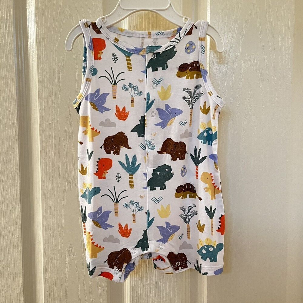 Angel Dear Cute Dino Dinosaur Shortie Romper Bamboo Boys Size 3-6 Months NWT